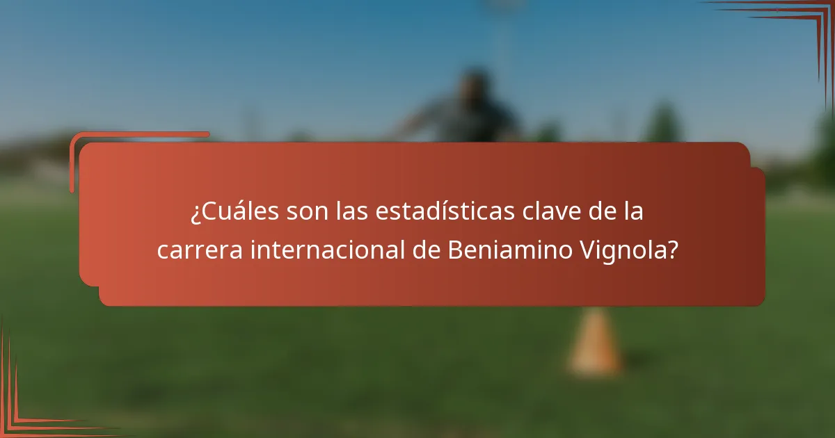 ¿Cuáles son las estadísticas clave de la carrera internacional de Beniamino Vignola?