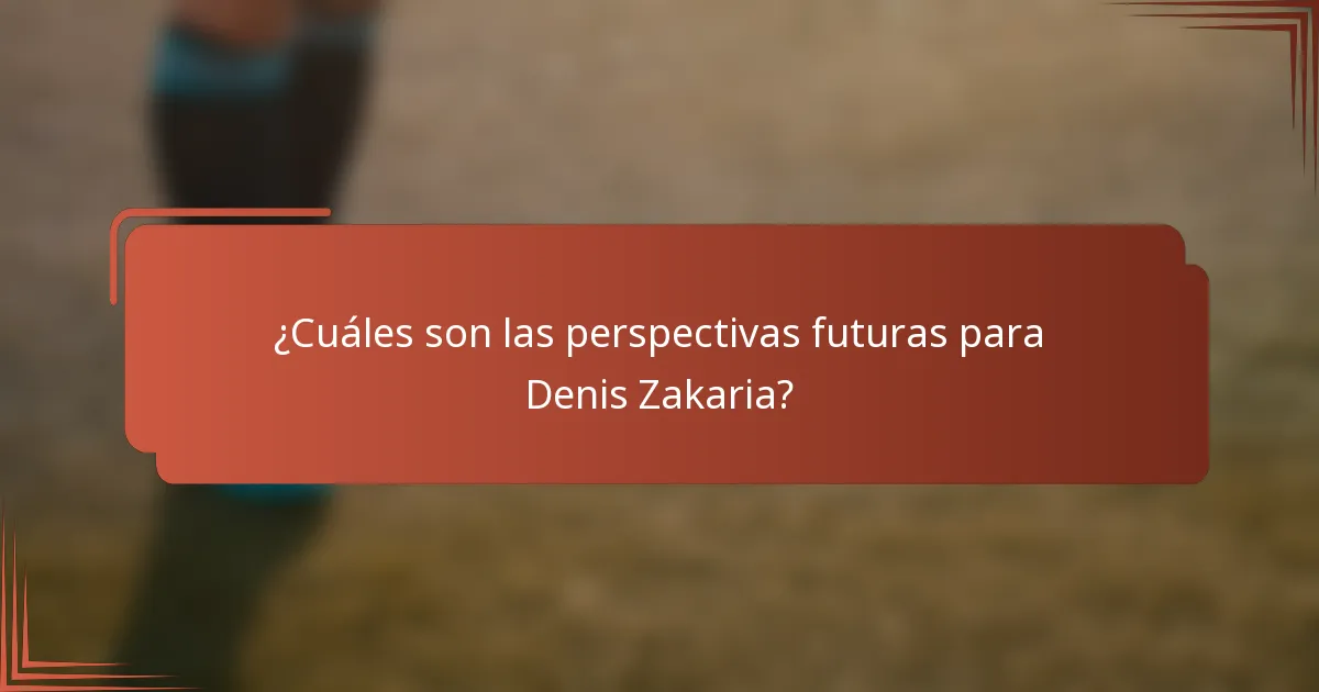¿Cuáles son las perspectivas futuras para Denis Zakaria?
