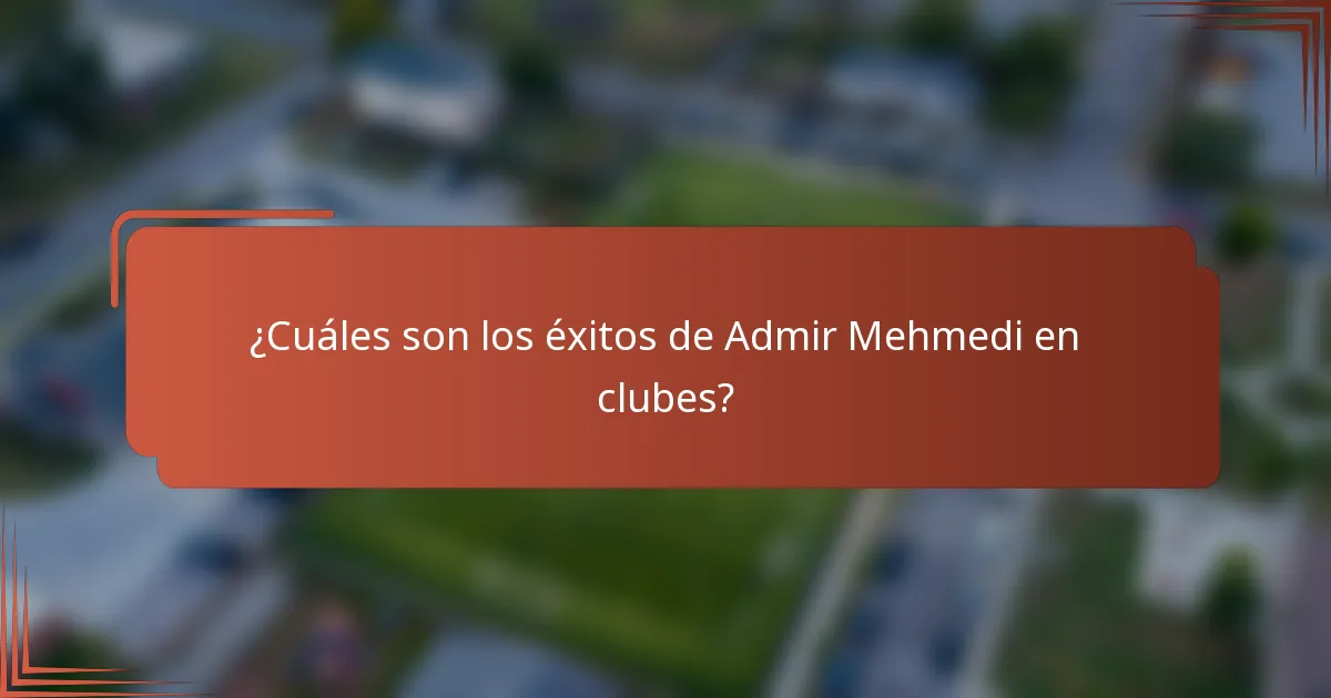 ¿Cuáles son los éxitos de Admir Mehmedi en clubes?